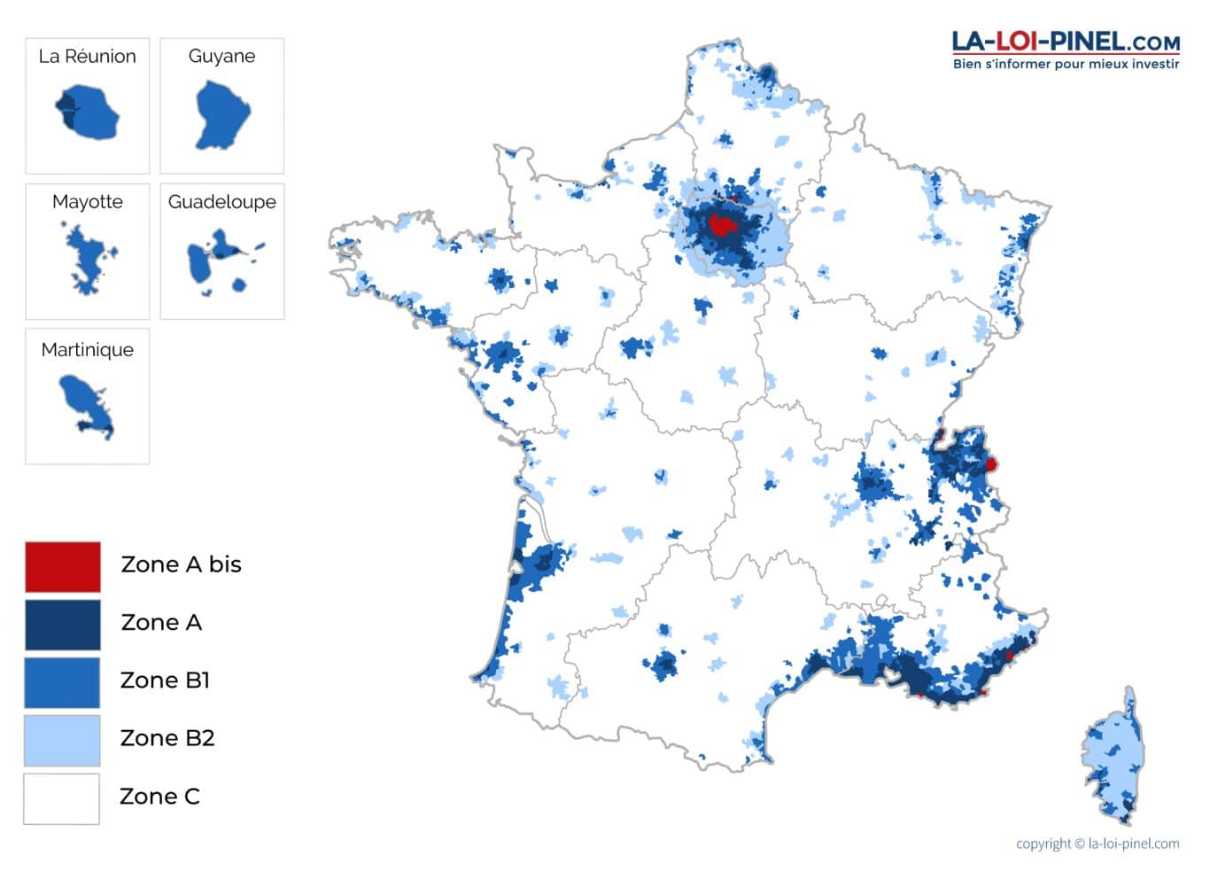 Carte des zones de la loi Pinel (ABC)